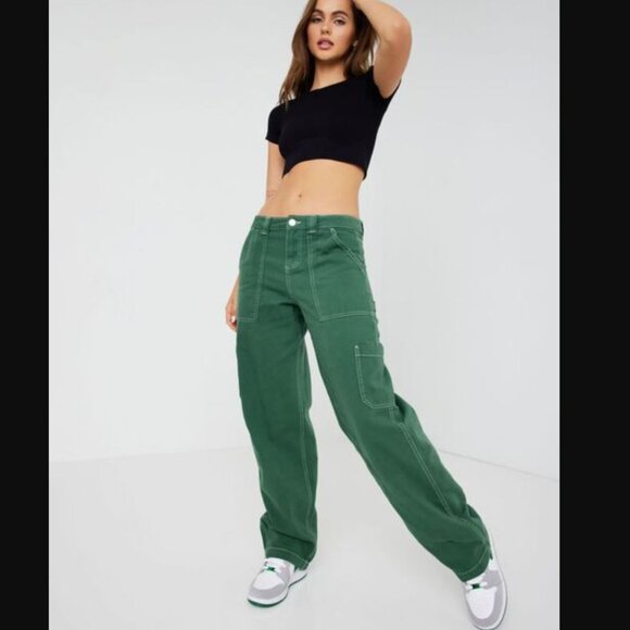 Garage Dani Carpenter Mid Rise Cotton Cargo Pants Trekking Green Size 5 - Picture 1 of 16